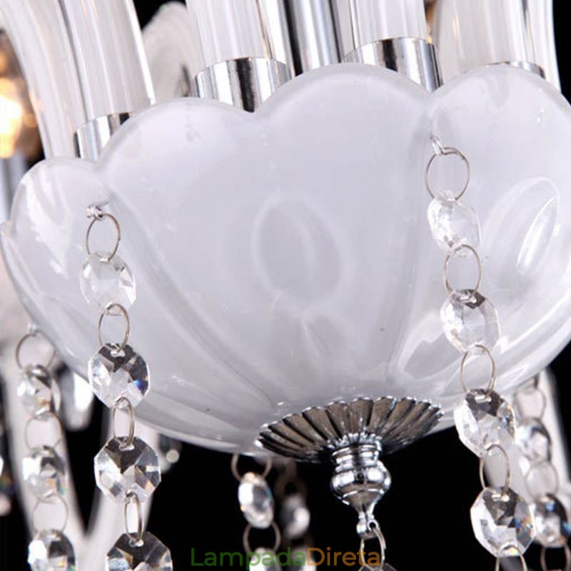 Lustre de cristal europeu, luminária pendente exclusiva de jade branco