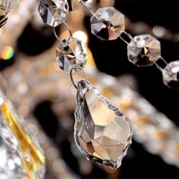 Lustre de cristal de luxo dourado europeu com braço rosqueado luz de teto