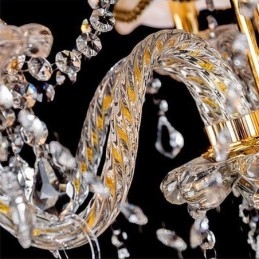 Lustre de cristal de luxo dourado europeu com braço rosqueado luz de teto