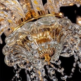 Lustre de cristal de luxo dourado europeu com braço rosqueado luz de teto