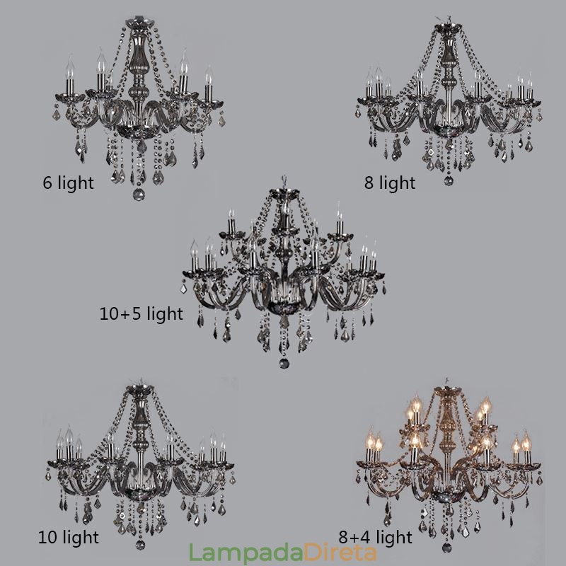Elegante lustre de cristal estilo europeu luz pendente de vidro