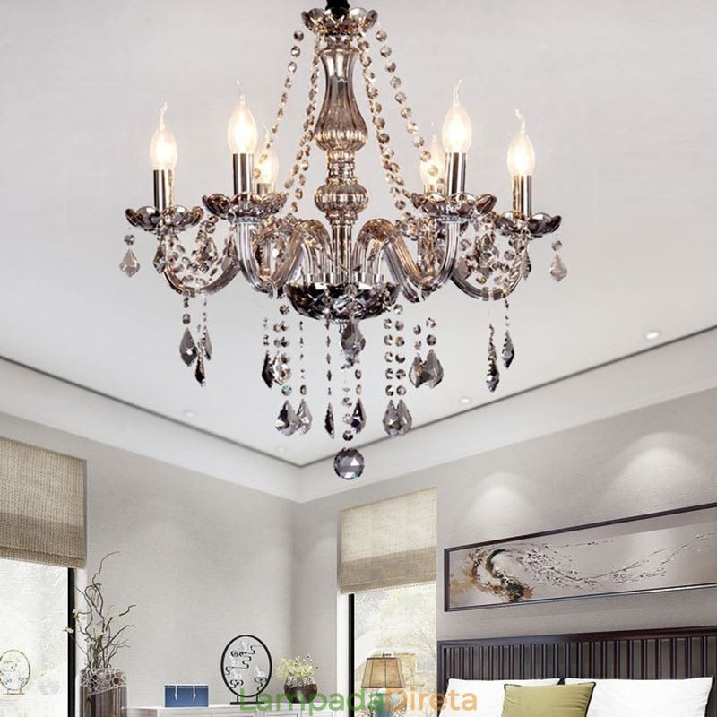 Elegante lustre de cristal estilo europeu luz pendente de vidro