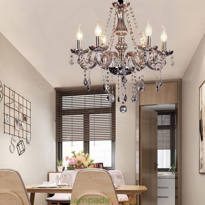 Elegante lustre de cristal estilo europeu luz pendente de vidro