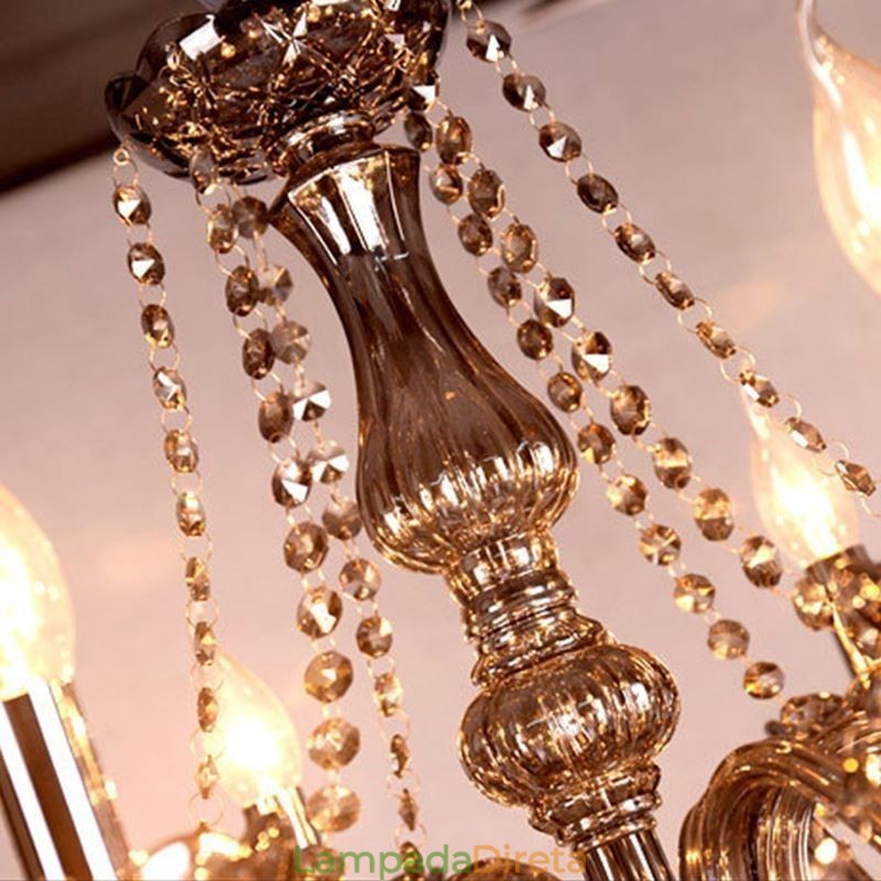 Elegante lustre de cristal estilo europeu luz pendente de vidro