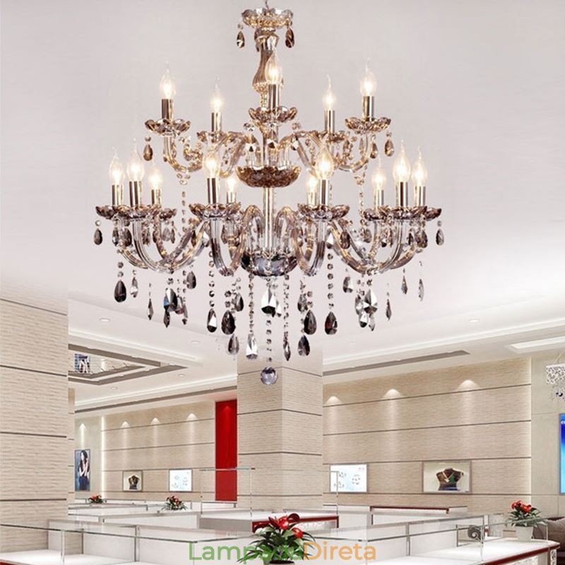Grande lustre de cristal europeu elegante luz pendente