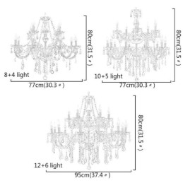 Grande lustre de cristal europeu elegante luz pendente