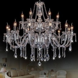 Lustre de cristal europeu, luz pendente transparente