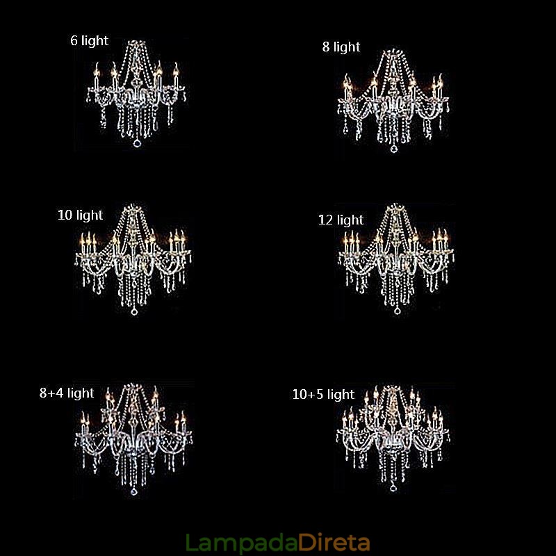Grande lustre de cristal europeu transparente luz de teto