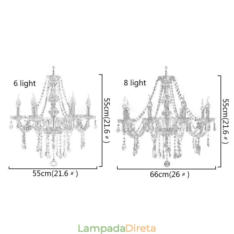 Grande lustre de cristal europeu transparente luz de teto