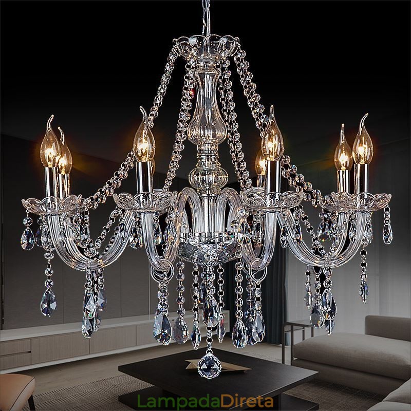 Grande lustre de cristal europeu transparente luz de teto