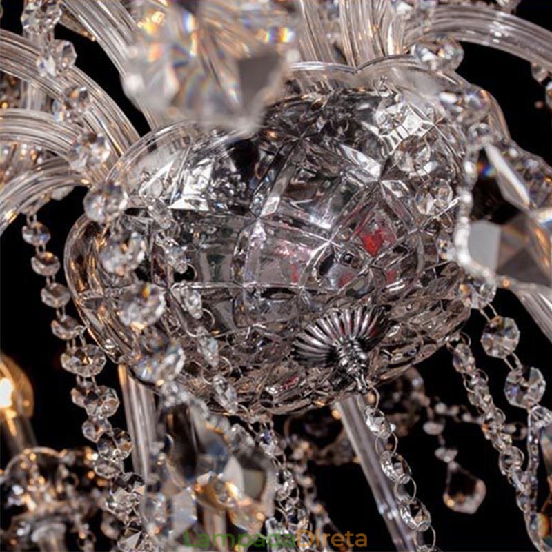 Grande lustre de cristal europeu transparente luz de teto