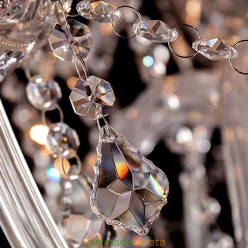 Grande lustre de cristal europeu transparente luz de teto
