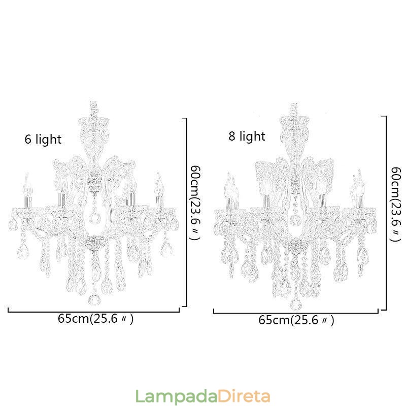 Elegante lustre de cristal europeu pendente