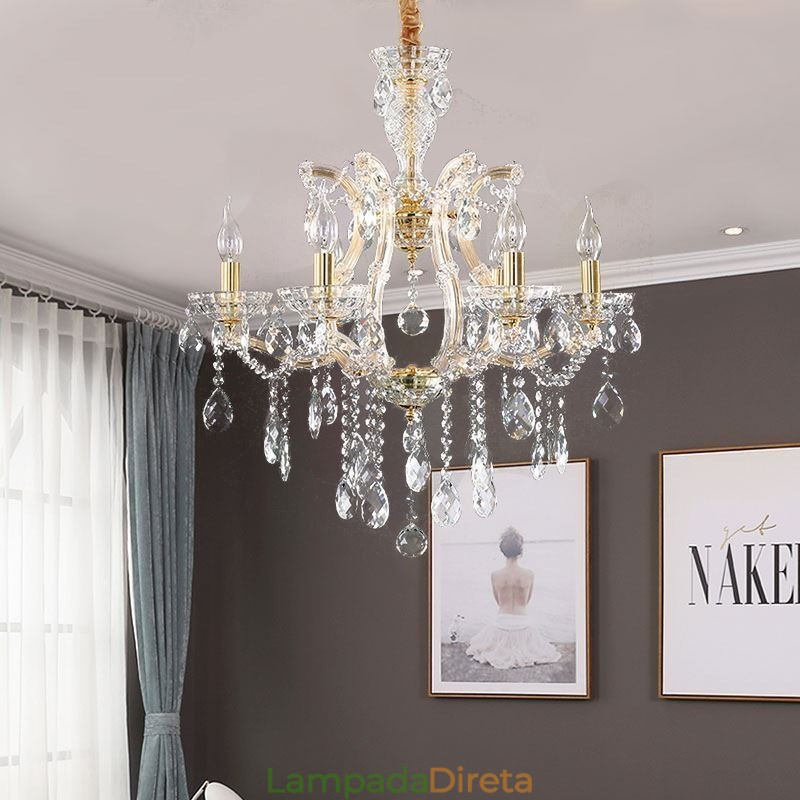 Elegante lustre de cristal europeu pendente