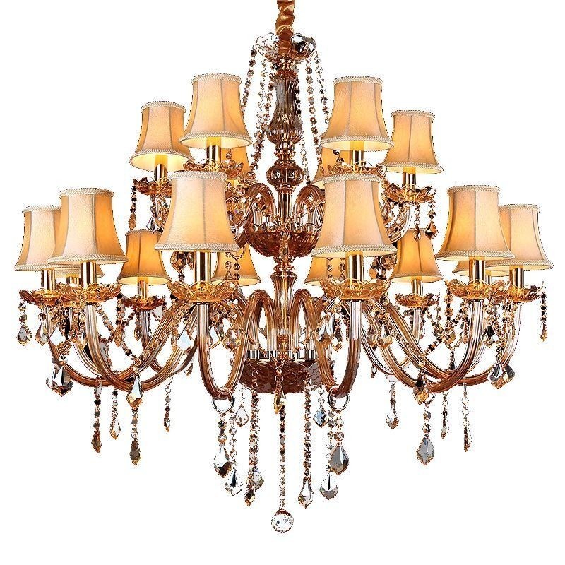 Lustre de cristal de luxo com luz de teto europeia