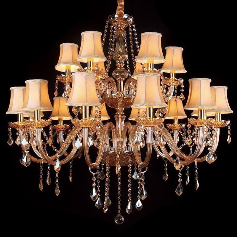 Lustre de cristal de luxo com luz de teto europeia