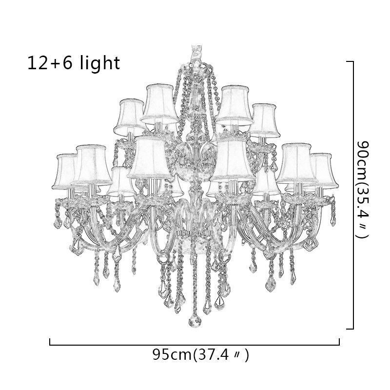 Lustre de cristal de luxo com luz de teto europeia