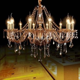 Grande lustre de cristal de luxo europeu pendente luz