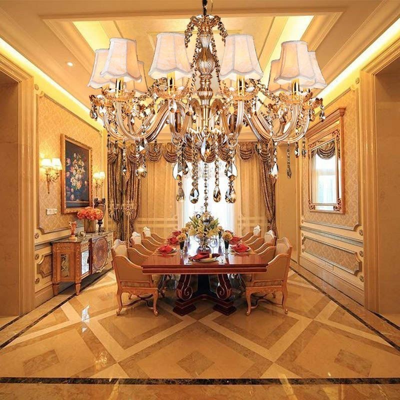 Grande lustre de cristal de luxo europeu pendente luz