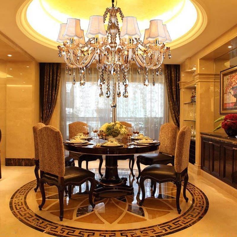 Grande lustre de cristal de luxo europeu pendente luz