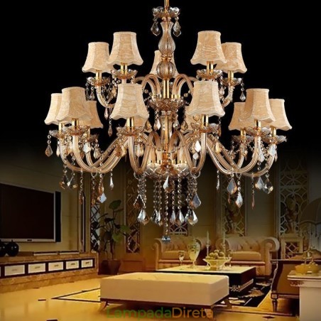 Grande lustre de cristal de luxo europeu com luz de teto âmbar Grande lustre de cristal de luxo europeu com luz de teto âmbar