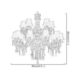 Grande lustre de cristal de luxo europeu com luz de teto âmbar