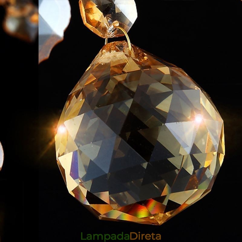 Grande lustre de cristal de luxo europeu com luz de teto âmbar