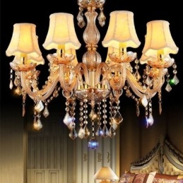 Lustre de cristal europeu elegante luz pendente âmbar