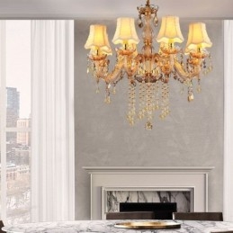 Lustre de cristal europeu elegante luz pendente âmbar