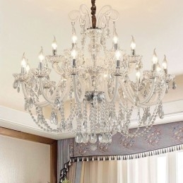Grande lustre de cristal europeu branco pingente de luz