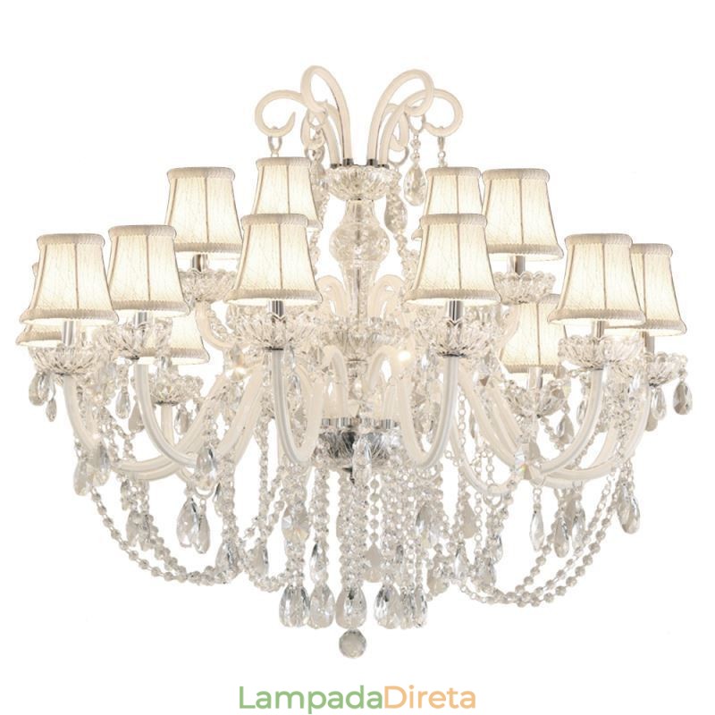 Grande lustre de cristal europeu branco pingente de luz