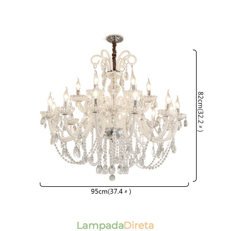 Grande lustre de cristal europeu branco pingente de luz