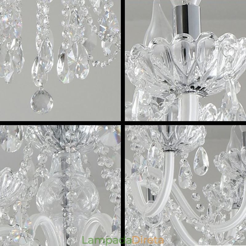 Grande lustre de cristal europeu branco pingente de luz