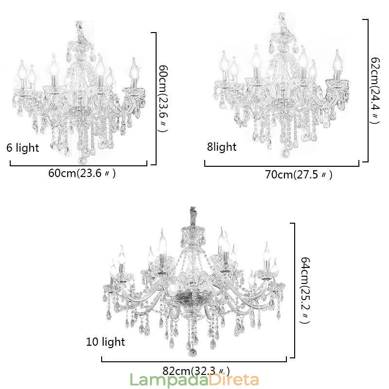 Lustre de cristal moderno europeu transparente luz pendente