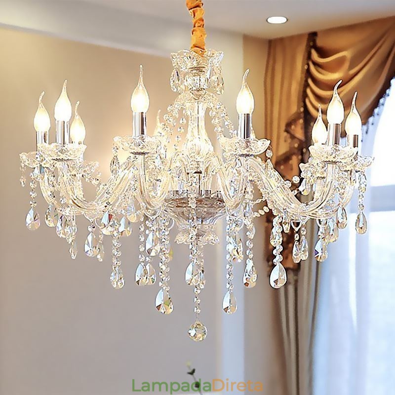 Lustre de cristal moderno europeu transparente luz pendente