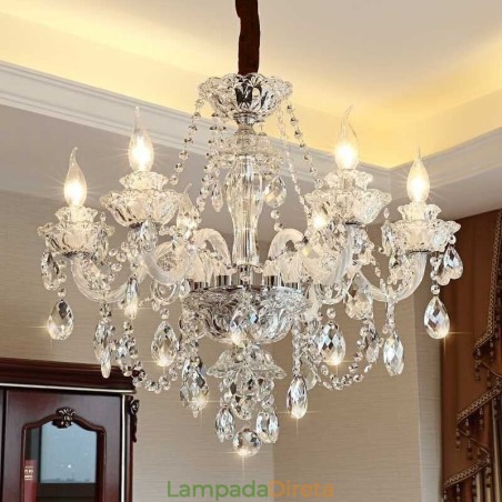 Lustre de cristal de luxo europeu elegante luz pendente Lustre de cristal de luxo europeu elegante luz pendente