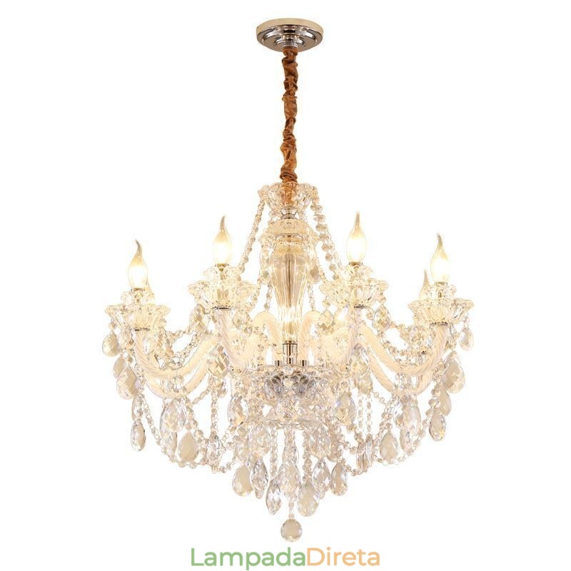 Lustre de cristal de luxo europeu elegante luz pendente