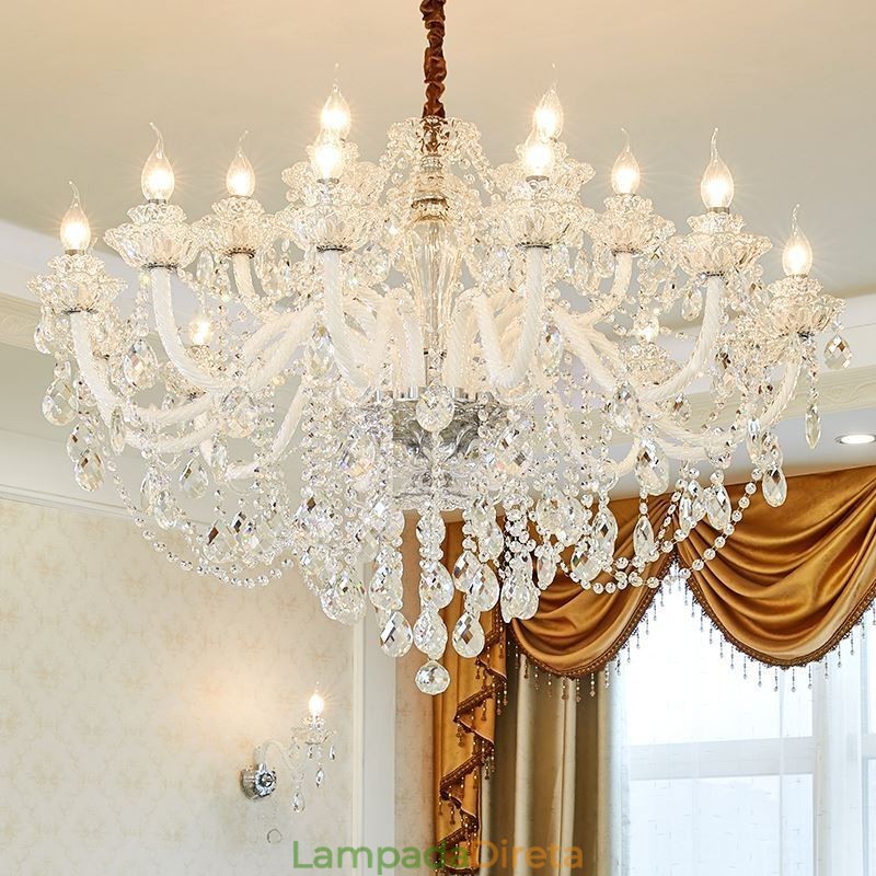 Lustre de cristal de luxo europeu elegante luz pendente