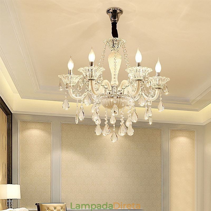Lustre de cristal europeu elegante luz pendente