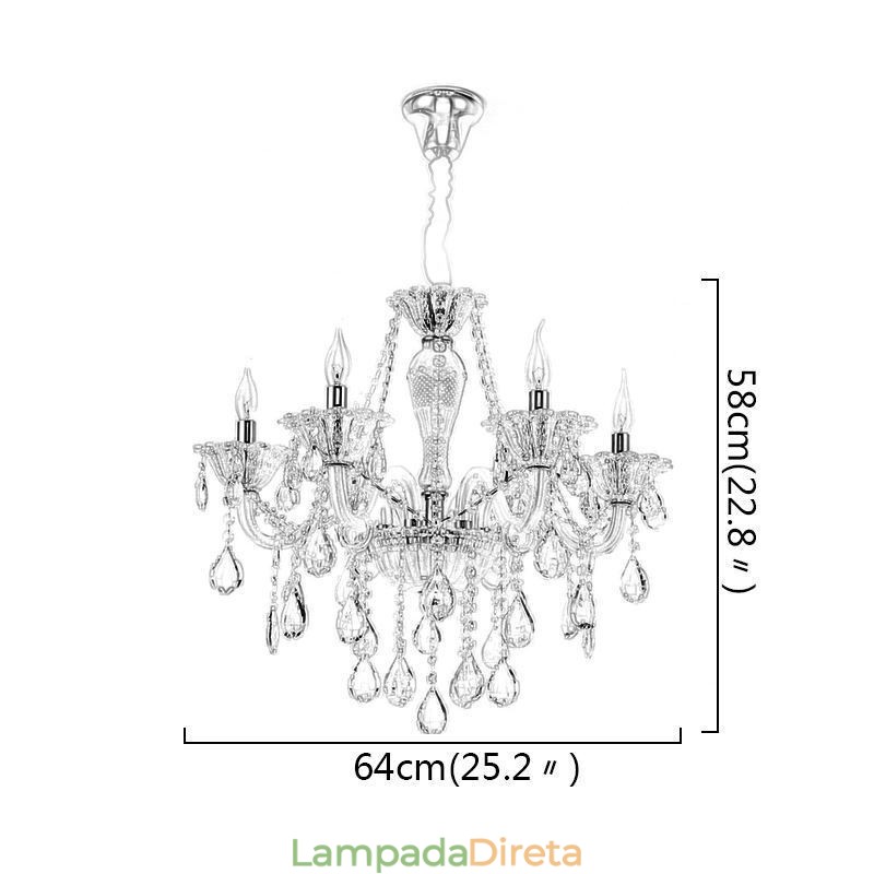 Lustre de cristal europeu elegante luz pendente