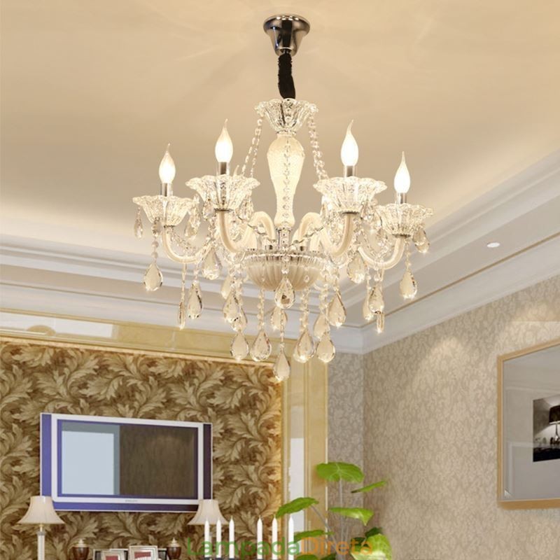 Lustre de cristal europeu elegante luz pendente