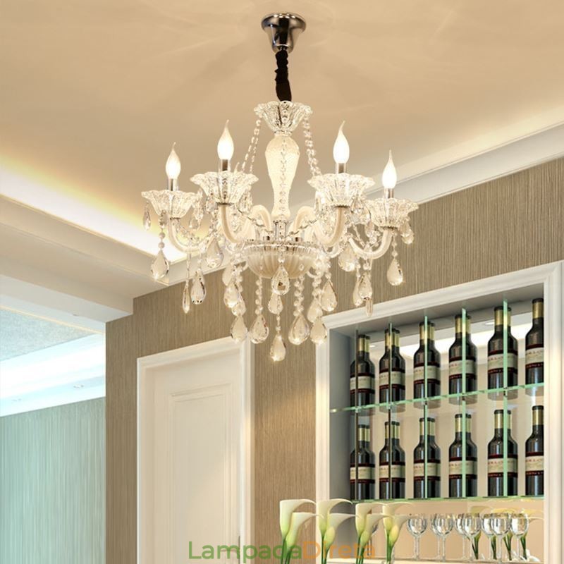 Lustre de cristal europeu elegante luz pendente