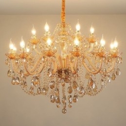 Lustre de cristal europeu, luminária pendente de luxo em conhaque