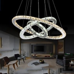 Luminárias pendentes âmbar e cristal K9 transparente Lustre de iluminação com 3 anéis