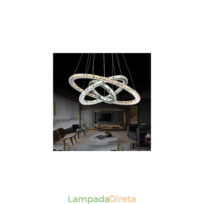 Luminárias pendentes âmbar e cristal K9 transparente Lustre de iluminação com 3 anéis