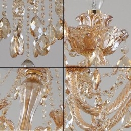 Lustre de cristal europeu, luminária pendente de luxo em conhaque