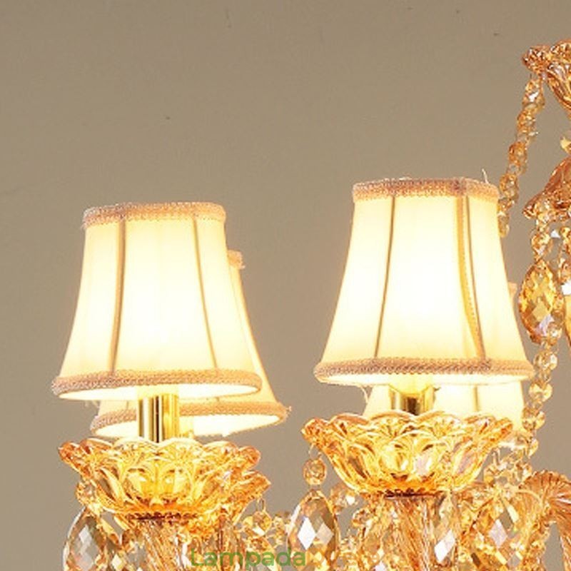 Lustre de cristal europeu, luminária pendente de luxo em conhaque