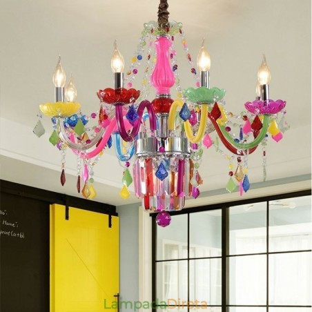 Lustre de cristal colorido europeu exclusivo luz pendente Lustre de cristal colorido europeu exclusivo luz pendente