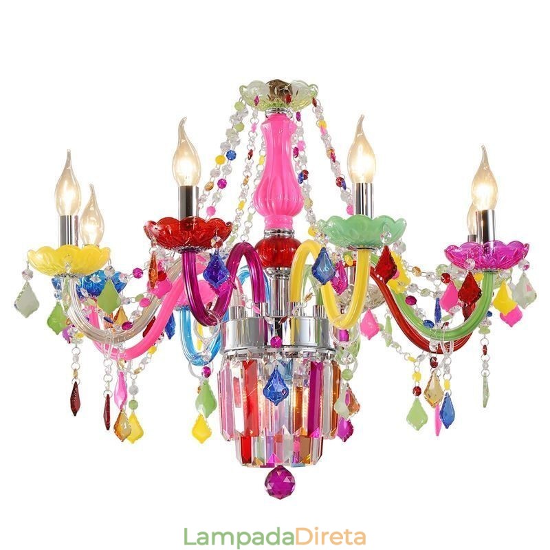 Lustre de cristal colorido europeu exclusivo luz pendente