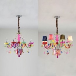 Lustre de cristal colorido europeu exclusivo luz pendente